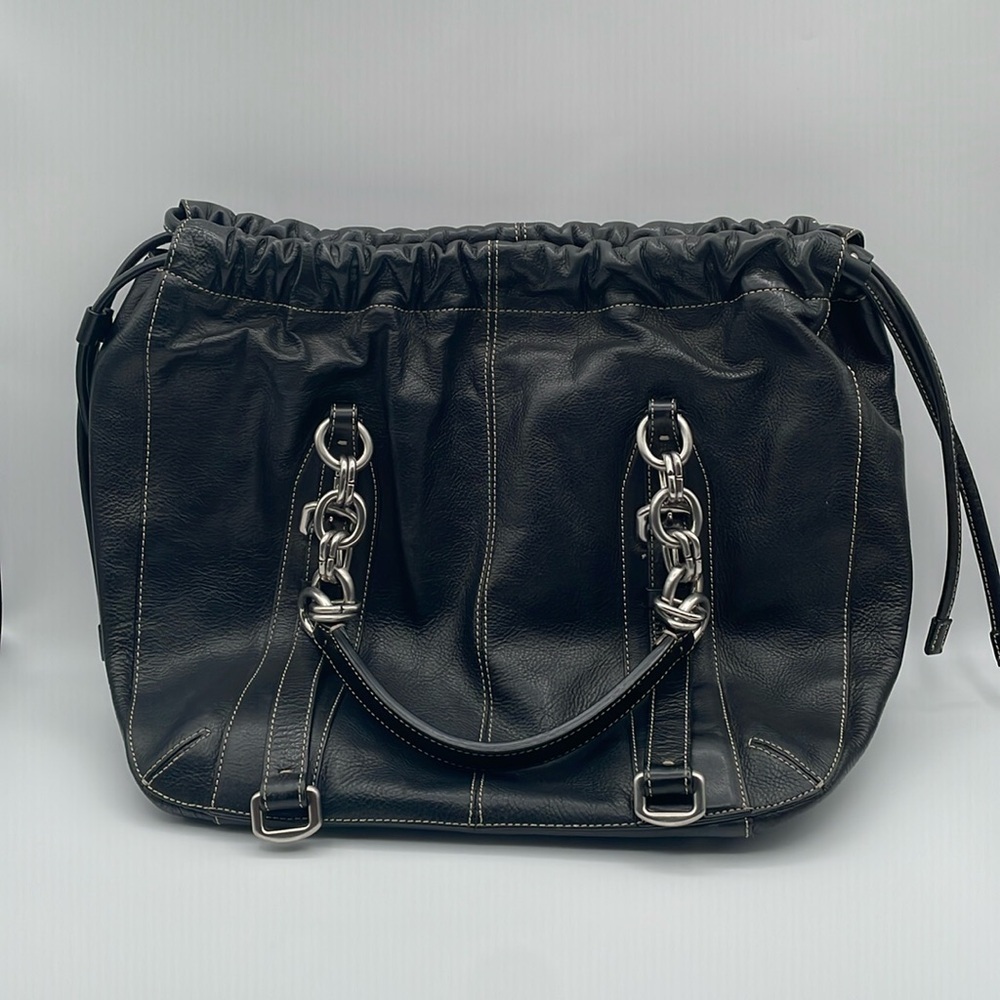 DKNY - Y2K Style Handbag  - Drawstring Top - Chain Hardware - Black